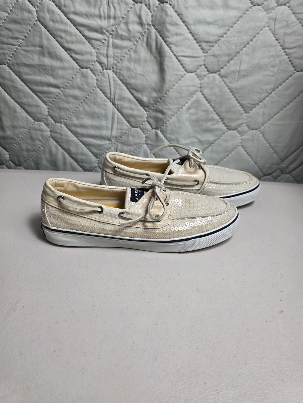 Women's SPERRY Top Sider Sequin Boat Shoes, Size 8M Off-White 9447160
